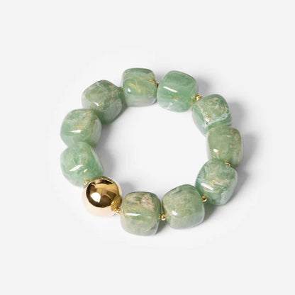 Bracelet Œdipe ZAG en grosses perles de résine colorée avec perle dorée