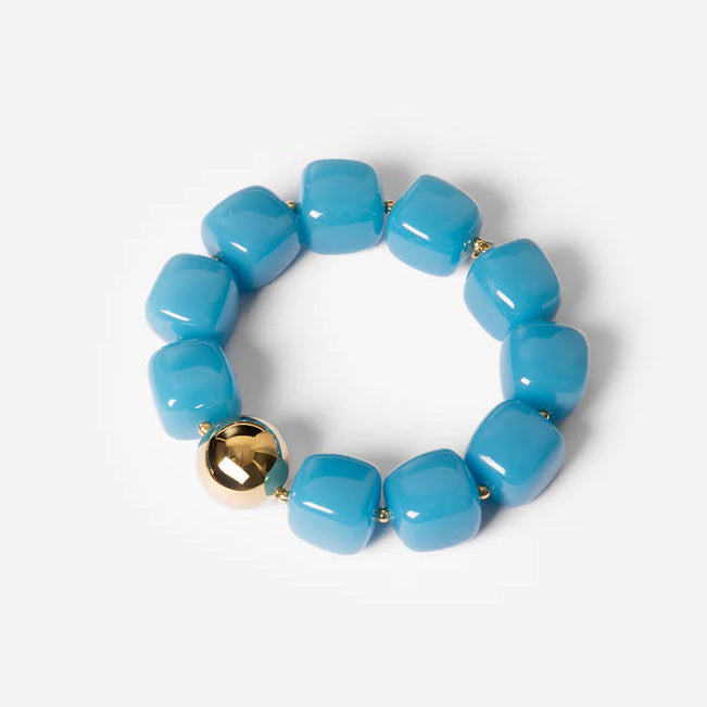 Bracelet Œdipe ZAG en grosses perles de résine colorée avec perle dorée