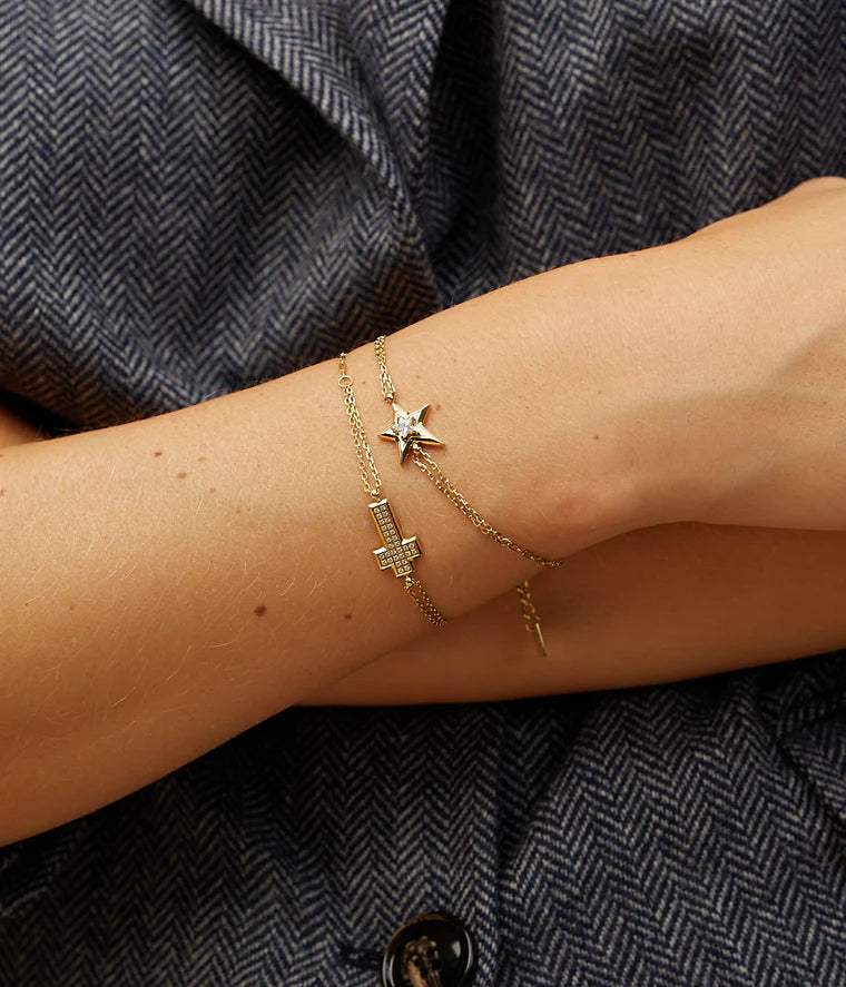 Bracelet Ondine ZAG en acier doré avec croix pavée de zirconiums