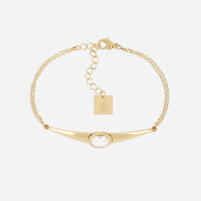 Bracelet Ornella ZAG en acier inoxydable doré avec cristal ovale central