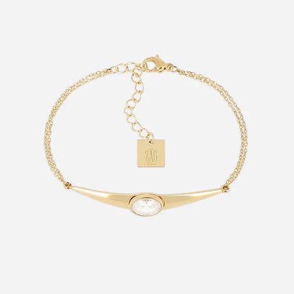 Bracelet Ornella ZAG en acier inoxydable doré avec cristal ovale central