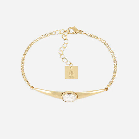 Bracelet Ornella ZAG en acier inoxydable doré avec cristal ovale central