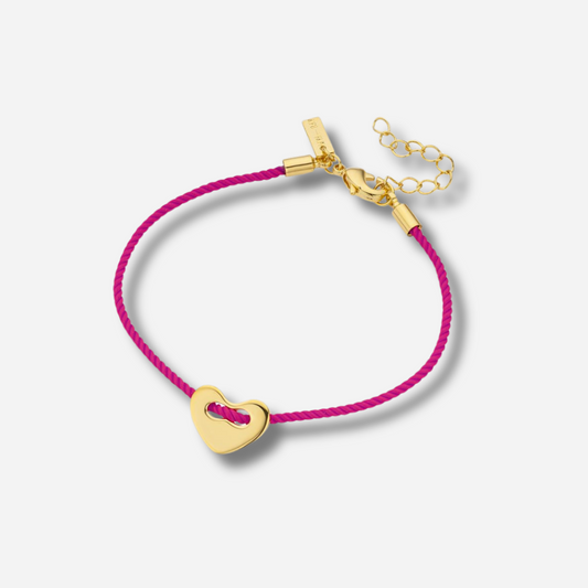 Bracelet Pink Corazon Mya Bay avec cordon rose et cœur doré