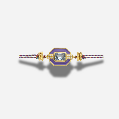 Bracelet Purple Art Déco Mya Bay avec médaillon violet et pierre rectangulaire