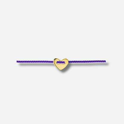 Détail du cœur doré du bracelet Purple Corazon Mya Bay