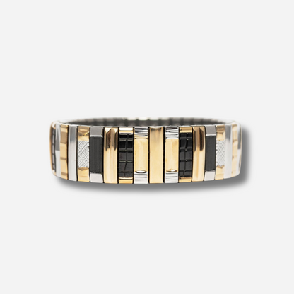 Bracelet Sigal bicolore métal extensible graphique