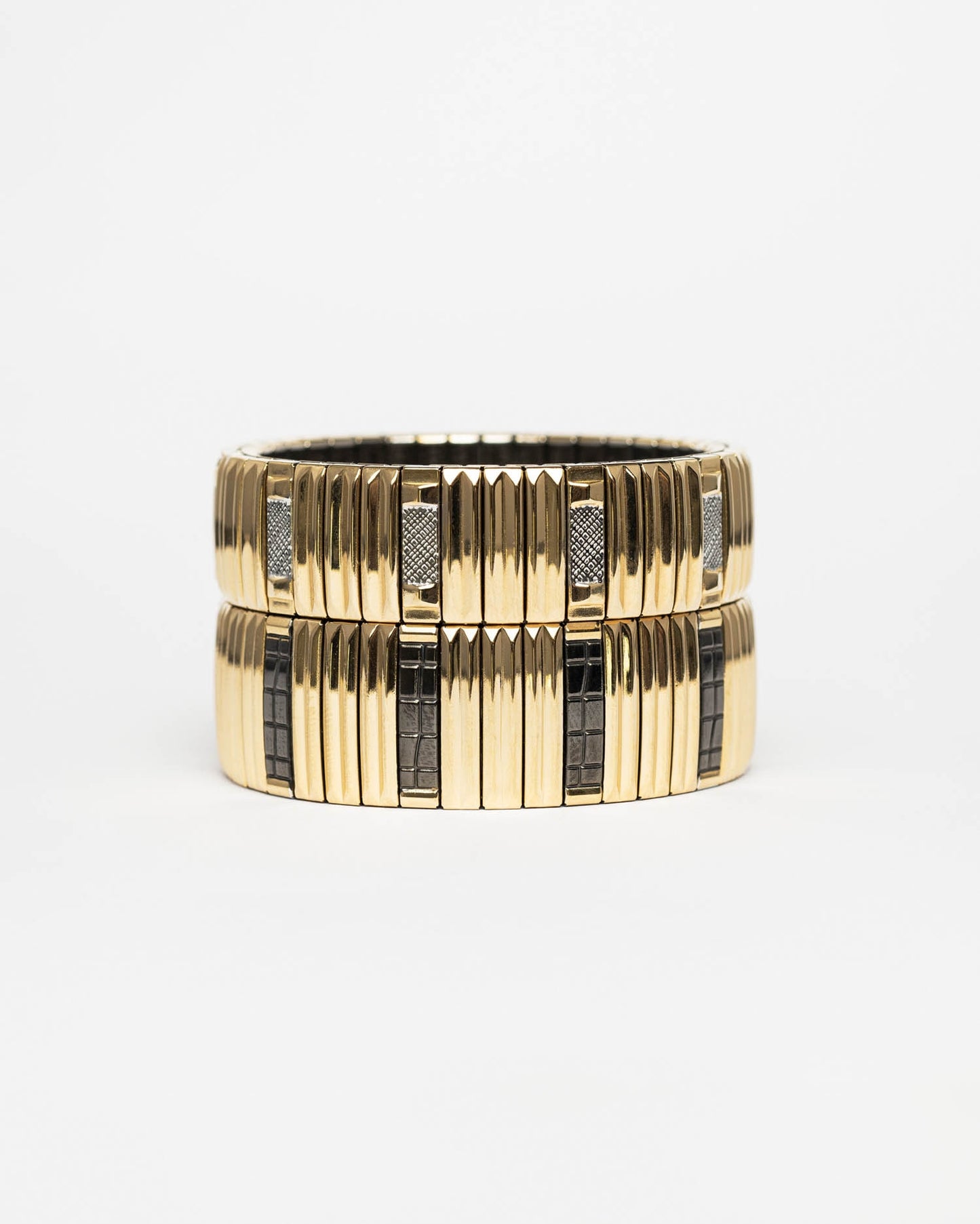 Bracelet Sig18 Stripes Gold and Black Sigal doré noir extensible