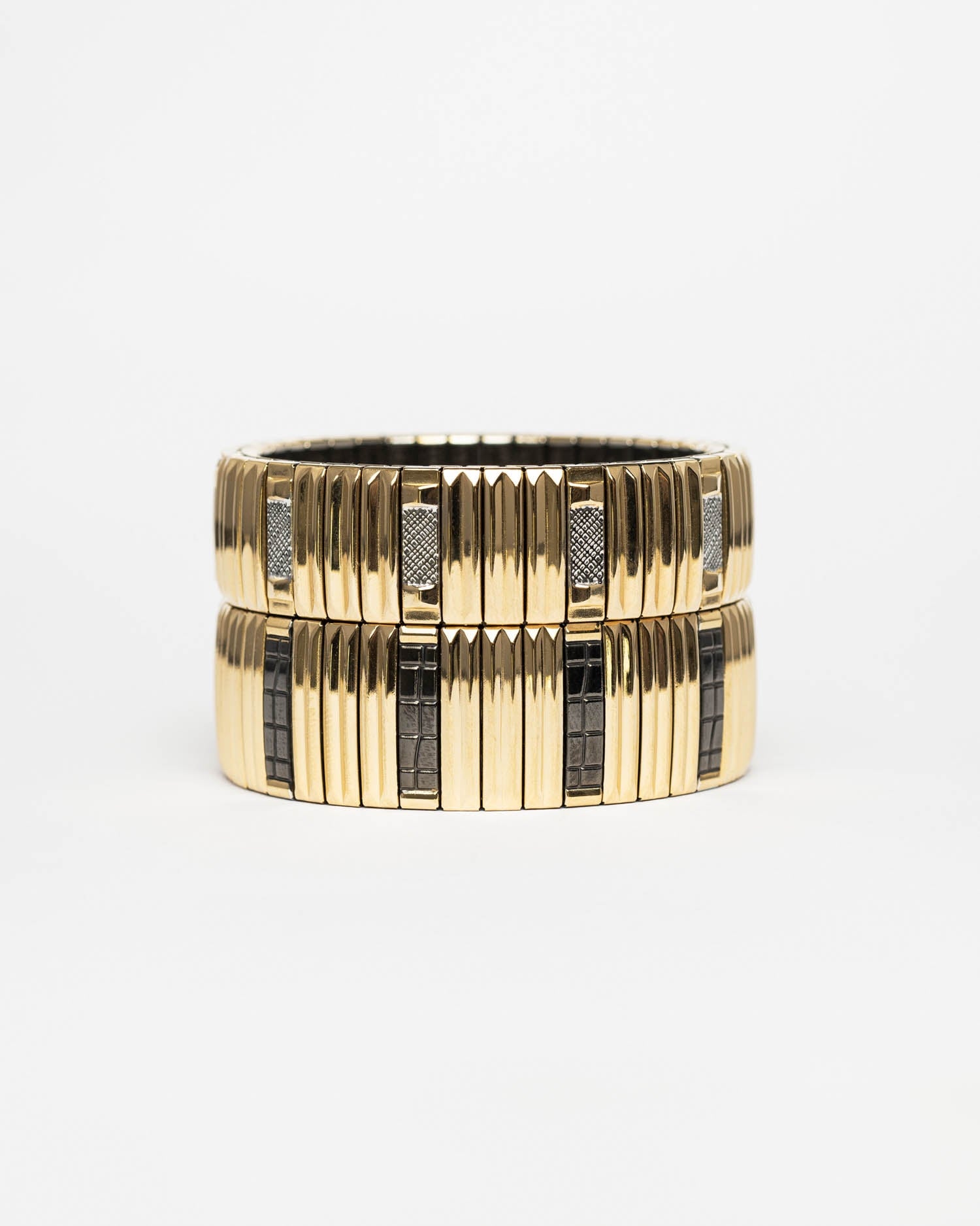 Bracelet Sig18 Stripes Gold and Black Sigal doré noir extensible