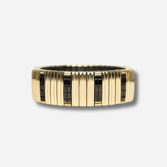 Bracelet Sig18 Stripes Gold and Black Sigal doré noir extensible
