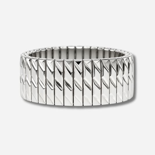 Bracelet Sig22 Silver Sigal argent large motifs géométriques extensible