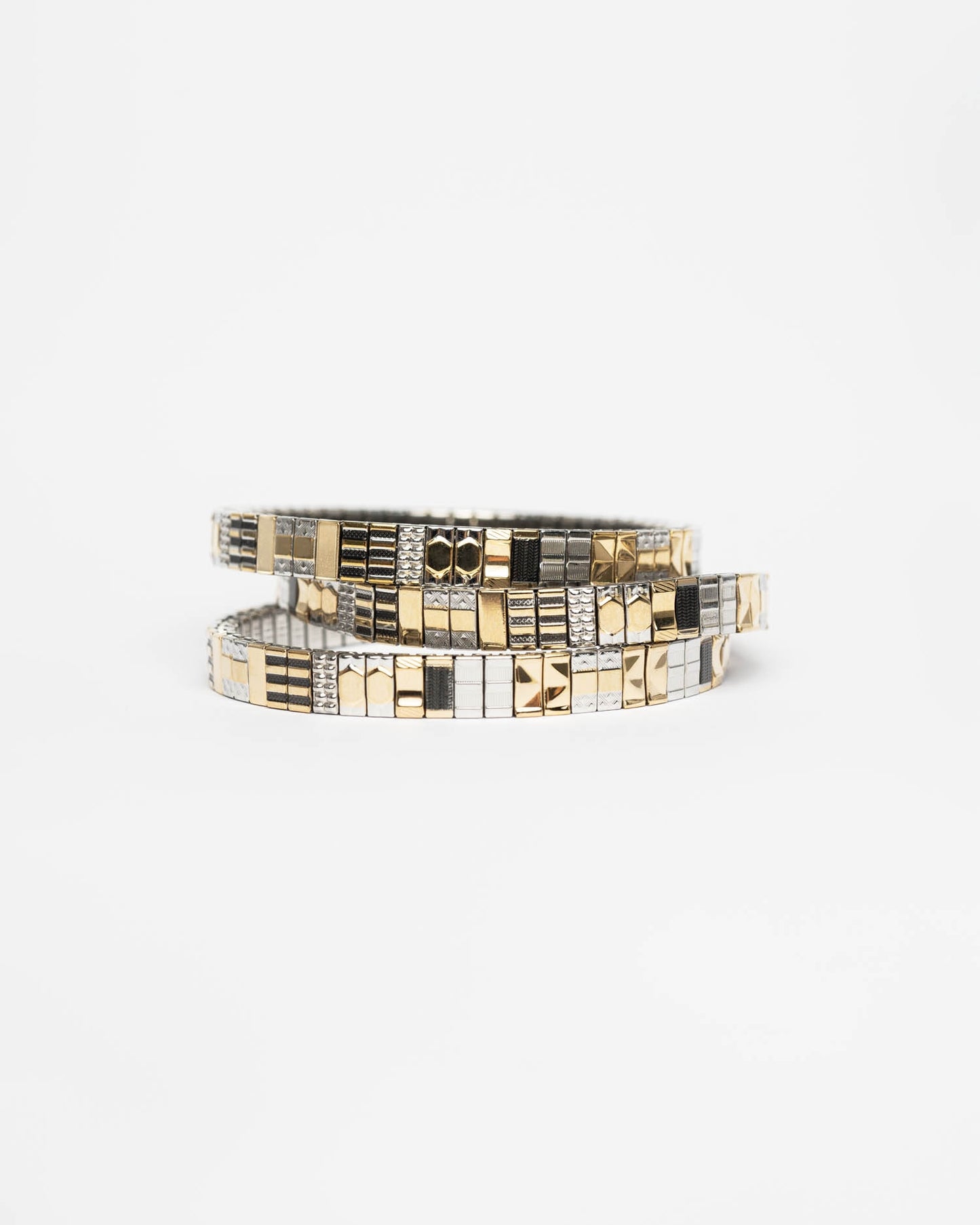 Bracelet Sig6 Sigal bicolore or argent design graphique extensible