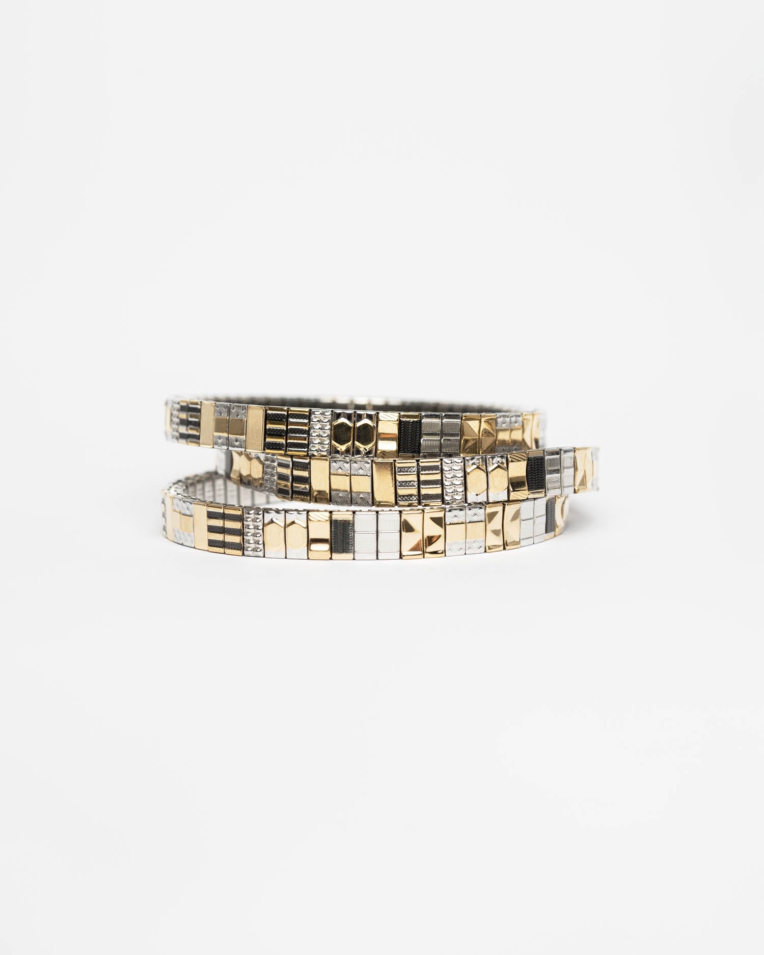 Bracelet Sig6 Sigal bicolore or argent design graphique extensible