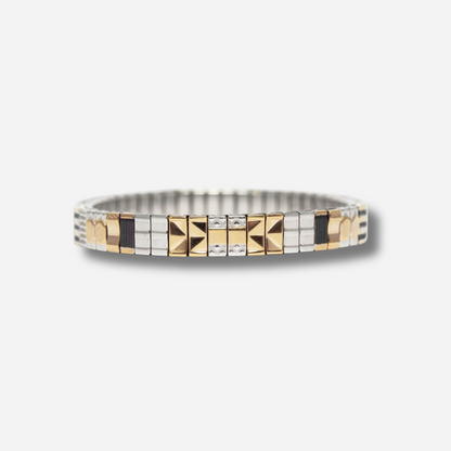Bracelet Sig6 Sigal bicolore or argent design graphique extensible
