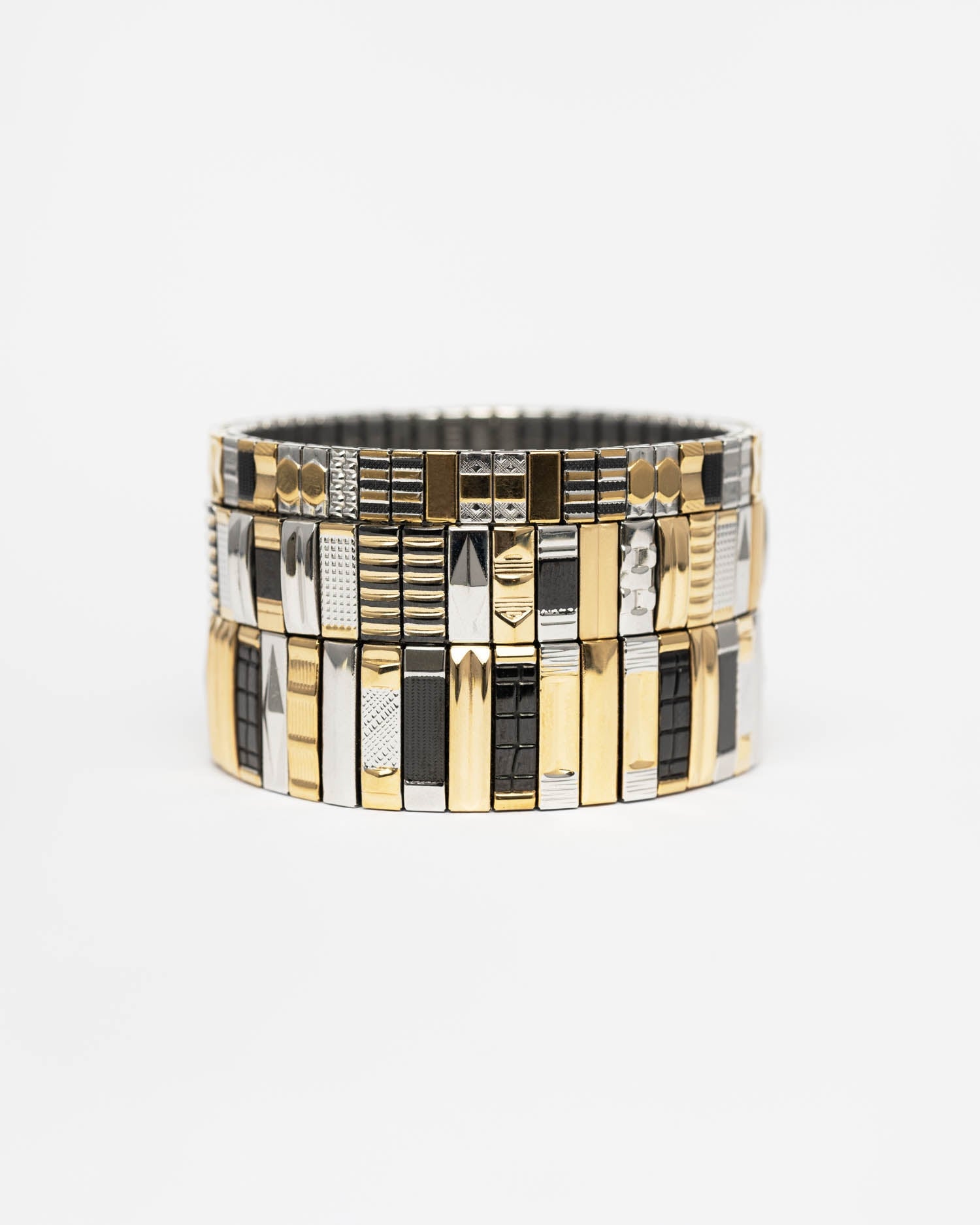 Bracelet Sig6 Sigal bicolore or argent design graphique extensible
