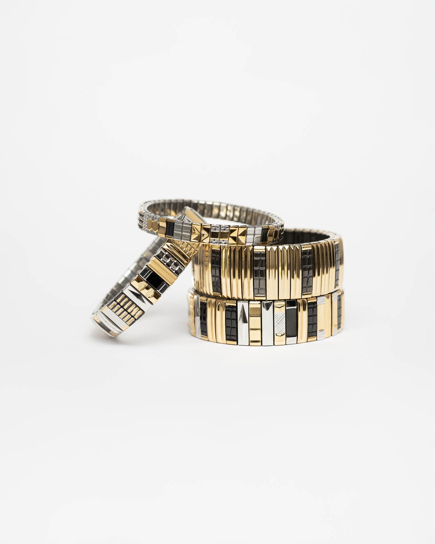 Bracelet Sig6 Sigal bicolore or argent design graphique extensible
