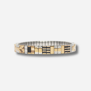 Bracelet Sig6 Sigal bicolore or argent design graphique extensible