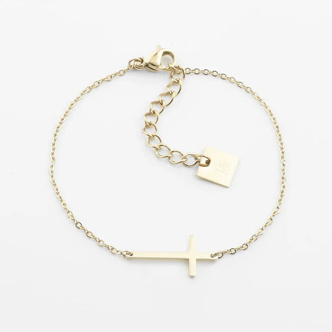 Bracelet Spirit ZAG en acier doré ou argenté avec croix minimaliste