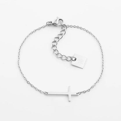 Bracelet Spirit ZAG en acier doré ou argenté avec croix minimaliste