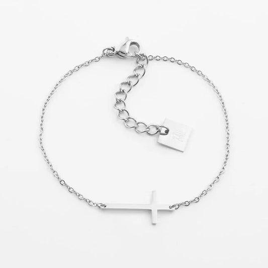 Bracelet Spirit ZAG en acier doré ou argenté avec croix minimaliste