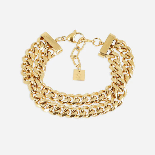 Bracelet Teko ZAG acier inoxydable doré multi chaînes larges femme Divinity Sète