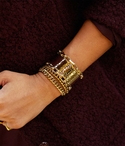Bracelet Teko ZAG acier inoxydable doré multi chaînes larges femme Divinity Sète