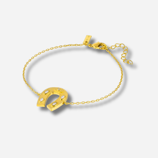 Bracelet Texas Horseshoe Mya Bay doré avec motif fer à cheval serti de cristaux