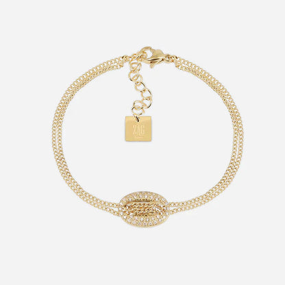 Bracelet Tizio ZAG en acier doré ou argenté avec coquillage pavé de zirconiums