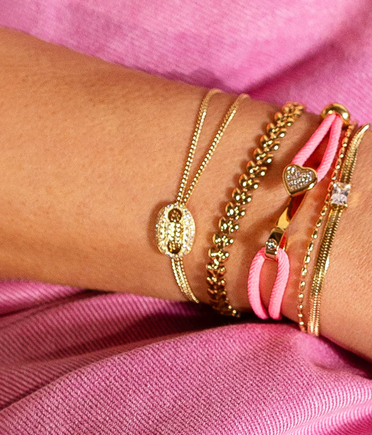 Bracelet Tizio ZAG en acier doré ou argenté avec coquillage pavé de zirconiums