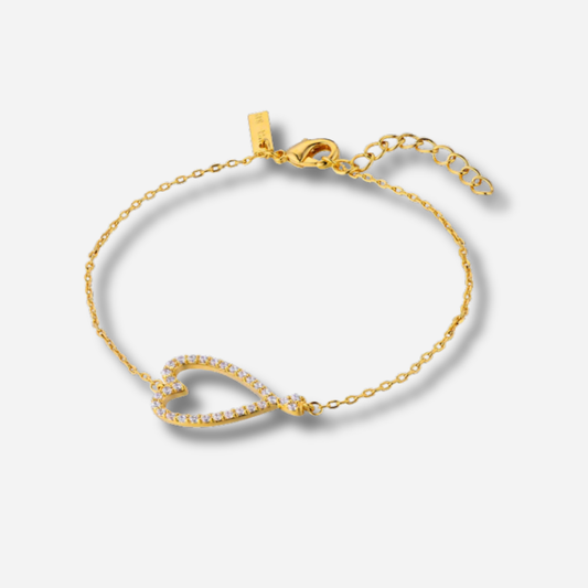 Bracelet Twin Hearts Mya Bay doré avec double cœur ajouré serti de cristaux