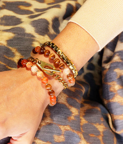 Bracelet Vana ZAG acier inoxydable doré maillons carrés femme Divinity Sète