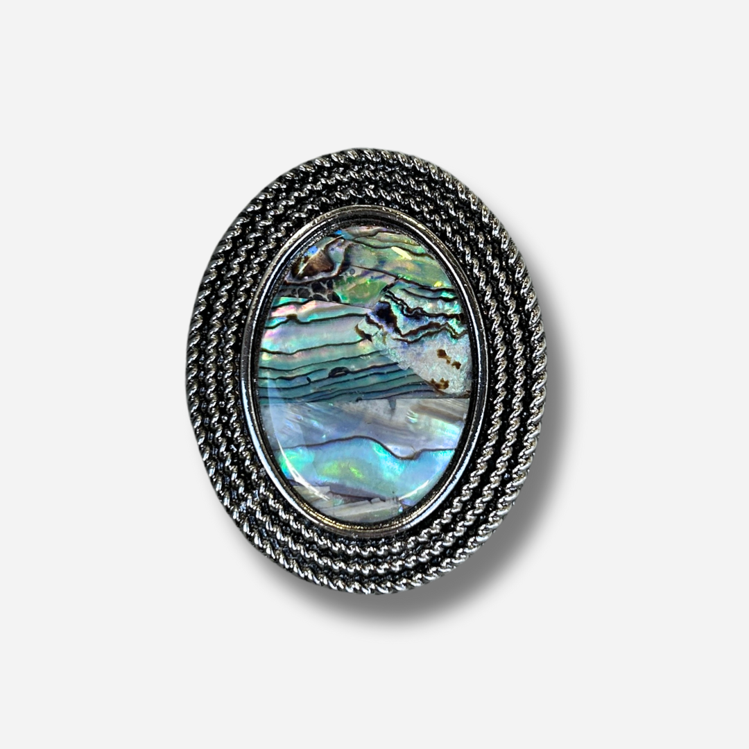 Broche aimantée bijou femme nacre ovale irisée