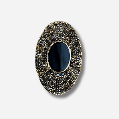 Broche aimantée bijou femme ovale noir