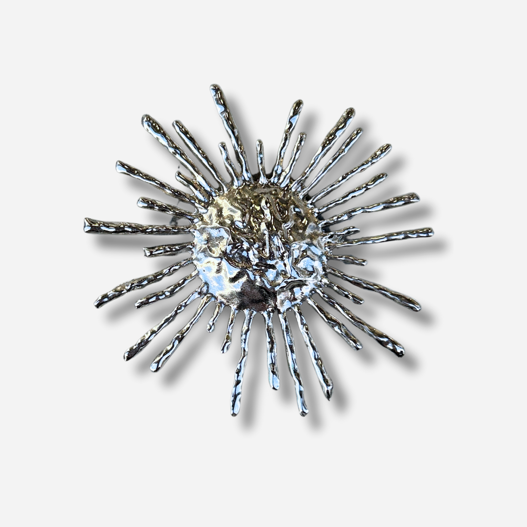 Broche aimantée bijou femme soleil argent