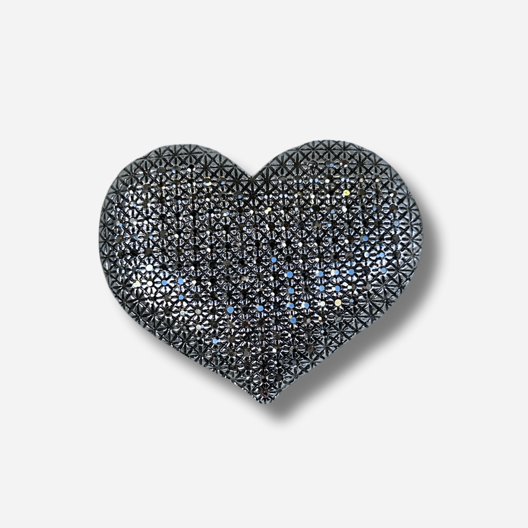 Broche aimantée bijou femme cœur argent