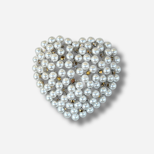 Broche bijou femme cœur perles nacrées
