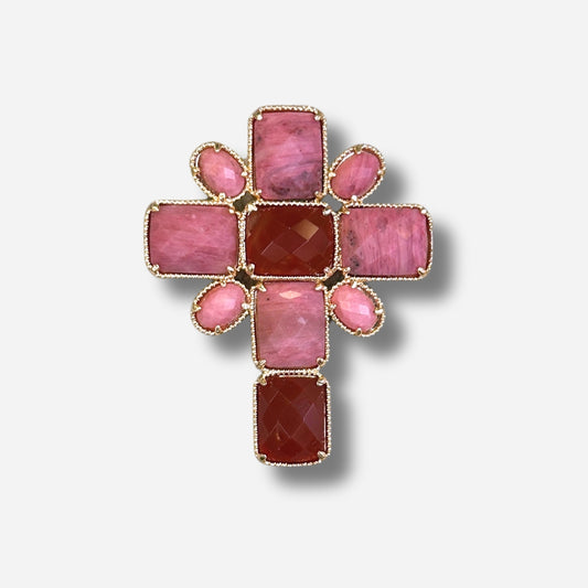 Broche bijou femme croix rose élégante et originale