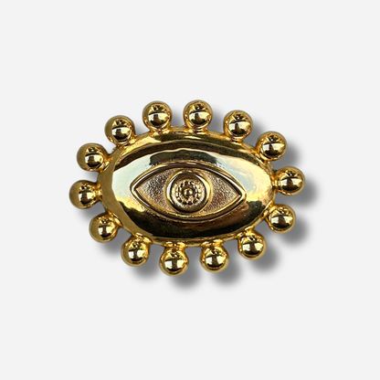 Broche bijou femme œil doré style cowboy avec billes métalliques