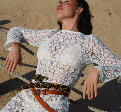 Ceinture léopard Yolète compatible boucles interchangeables