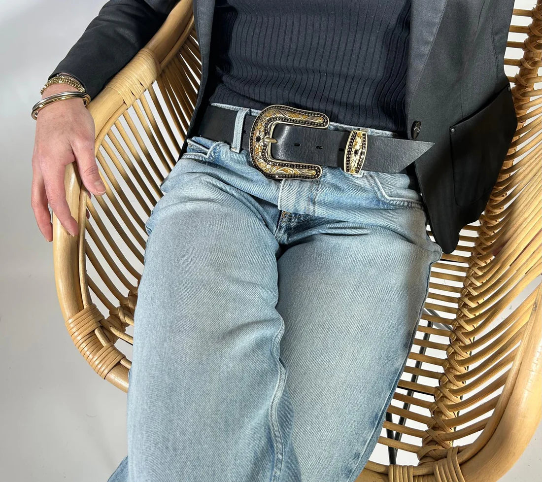 Ceinture cuir Yolète Preto compatible boucles interchangeables