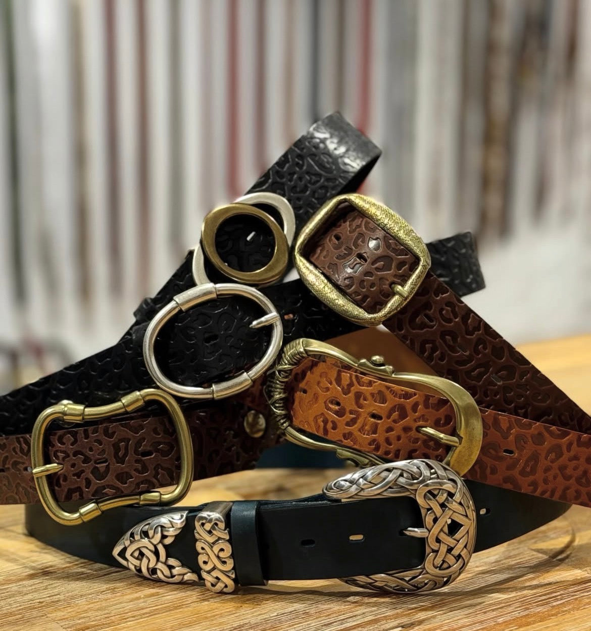 CEINTURE - TIGE LÉOPARD CAMEL