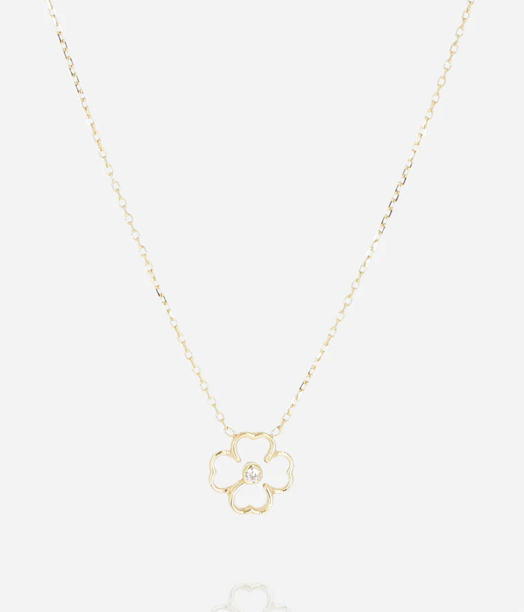 Collier Adone ZAG fleur nacre zircon acier inoxydable doré bijou femme Divinity Sète