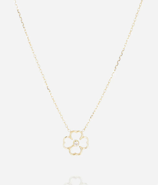 Collier Adone ZAG fleur nacre zircon acier inoxydable doré bijou femme Divinity Sète