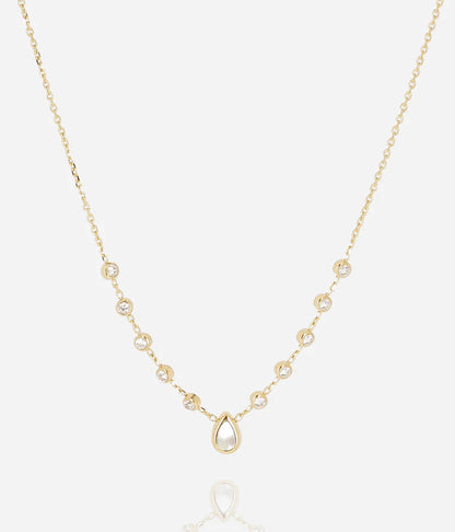 Collier Adrano Zag doré avec strass et pendentif goutte