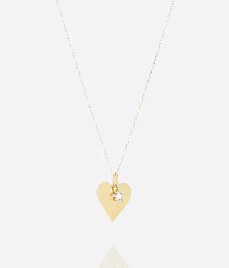 Collier Aito ZAG cœur acier inoxydable doré pendentif étoile zircon bijou femme Divinity Sète