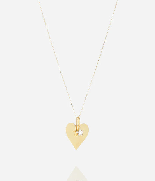Collier Aito ZAG cœur acier inoxydable doré pendentif étoile zircon bijou femme Divinity Sète