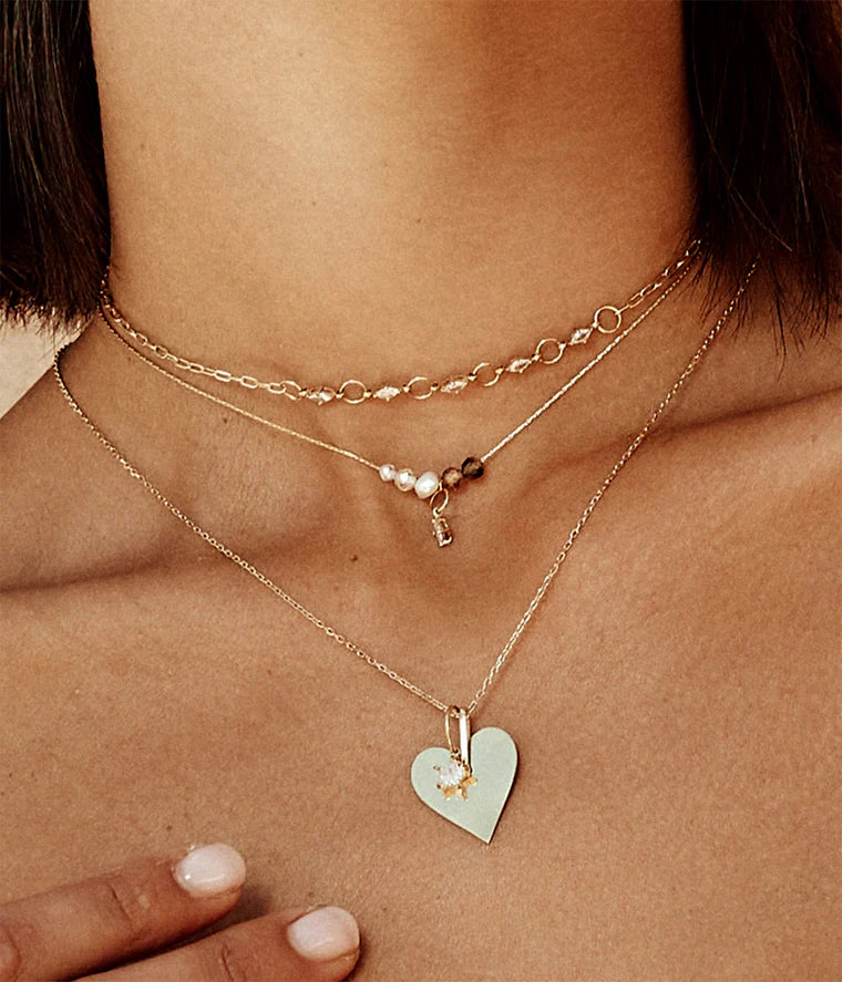Collier Aito ZAG cœur acier inoxydable doré pendentif étoile zircon bijou femme Divinity Sète