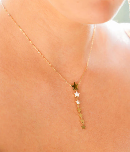 Collier Akiva ZAG étoiles pendantes acier inoxydable doré bijou femme Divinity Sète
