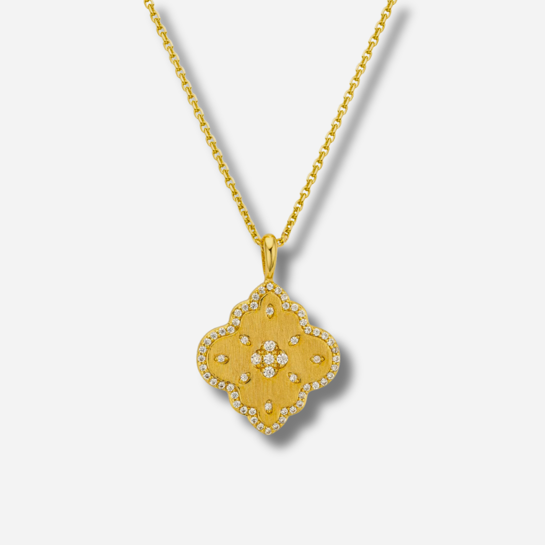 Collier Alhambra Gold MYA BAY pendentif doré serti de strass
