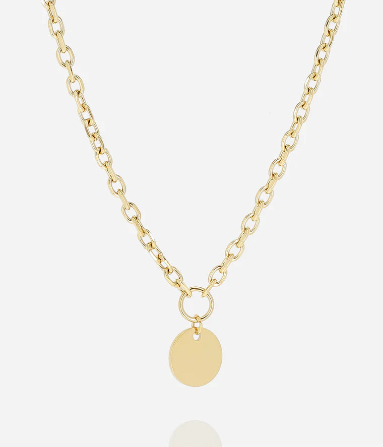 Collier Amato Zag doré chaîne maille épaisse médaille ronde