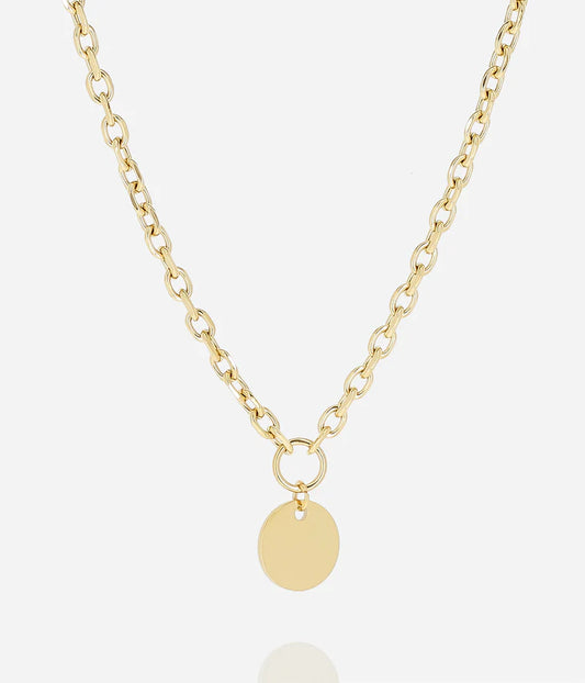 Collier Amato Zag doré chaîne maille épaisse médaille ronde